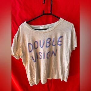 MOTHER Cream 'Double Vision' Graphic Tee with Blue and Pink Print
